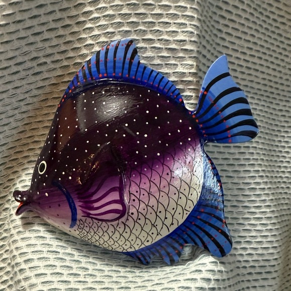 Vintage Hand Painted Colorful Large 4" Wood Fish Brooch Pin - Picture 1 of 2